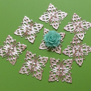 24 pcs 20 mm Silver Plated filigree,silver Pendant,silver connector,filigree,silver Link,silver finding,silver plated filigree,silver charm