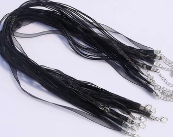 10 pcs Off White Organza Ribbon Waxed Cotton Cord Ribbon Necklace