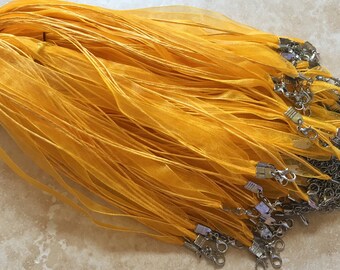 Colour /'Orange/' Cotton Cord with Organza Ribbon
