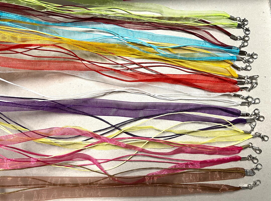 Mixed Base Ribbon 20 Pcs 10 Colors Mixed Organza Ribbon Waxed Cotton Cord Necklace,mixed ...