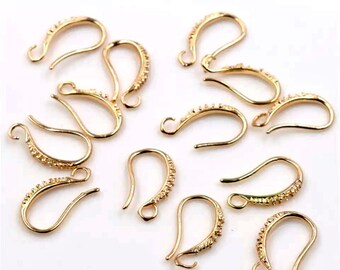 4 PCs Gold color Cubic zirconia Earring hooks,gold plated earring hook,golden ear hooks,rhinestone ear hook,brass ear hook,earring setting