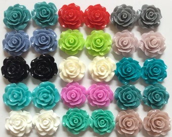 30 pcs Mixed Cabochon Flowers,mixed 20 mm Rose cabochon.flower kit,mixed 20 mm resin flower, mixed 20 mm cabochon, 20 mm cabochon flower