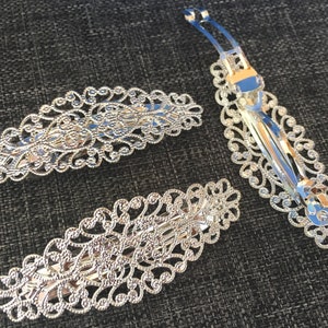 1 pcs Hair Barrettes, Silver Flower Hair Barrettes, iron, wedding, silver findings, vintage silver barrette, perfect for resin cabochon.