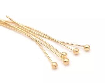 200 pcs KC Gold color ball pin,20 mm long,KC gold head pin.KC gold earring setting,ball pin,gold ball pin,head pin