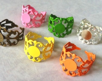 Statek z USA... 6 pcsmixed puste,, Pierścionek regulowany podajnik 8 mm, 17mm-18 mm, wewnętrzne, mieszane ring puste... idealny dla cabochon