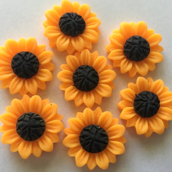 8 pcs 19 mm Dark orange cabochon Flowers.Yellow resin Flower.13 mm yellow resin flower,yellow cabochon,dark Orange cabochon,Orange cabochoN