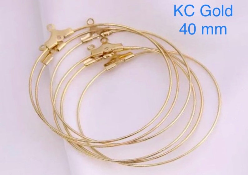 10 pcs KC Gold color hoop earring,40 mm circle earring loop,KC gold ear wire,earring hoop,earring findings,earring hoop,KC gold earring