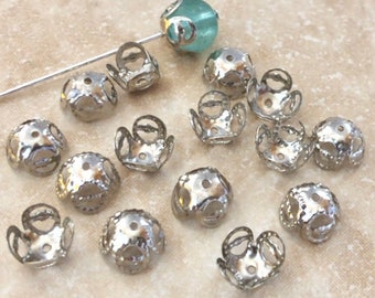 150 pcs 8 mm platinum Flower Bead Cap,platinum bead cap,flower bead cap,platinum space bead,brass bead cap, iron bead cap,platinum finding