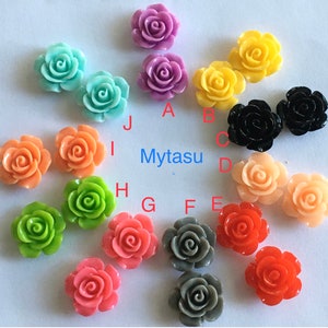 10 pcs 15 mm resin flower,rose cabochon flower,15 mm rose resin flower,flat back flower,rose cabochon flower