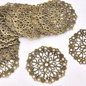 14 pcs 35 mm filigree pendants,antique Bronze filigree,brass filigree,Antique bronze connector,brass pendant filigree,brass base setting