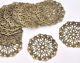 14 pcs 35 mm filigree pendants,antique Bronze filigree,brass filigree,Antique bronze connector,brass pendant filigree,brass base setting