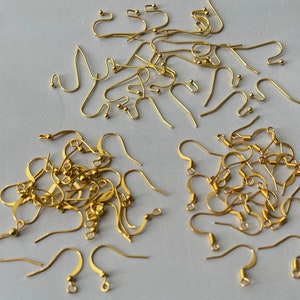 Mixed 68 pcs Gold earring hooks,gold Ear hook,gold ear wire,gold earring hook,gold earring finding,bright gold ear wire