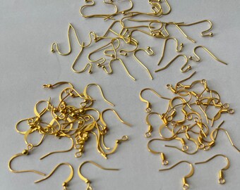 Mixed 68 pcs Gold earring hooks,gold Ear hook,gold ear wire,gold earring hook,gold earring finding,bright gold ear wire