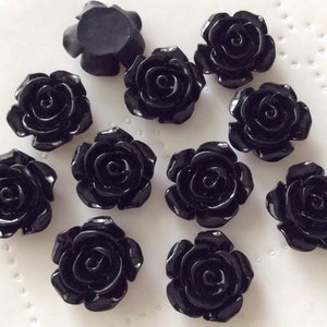 10 pcs 15 mm Black cabochon Flower,black rose,15 mm black rose,Black rose cabochon,15 mm Black flower,Black cabochon flower,flower kit,