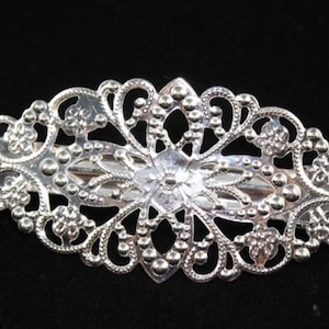 1 pcs Hair Barrettes, Silver Flower Hair Barrettes, iron, wedding, silver findings, vintage silver barrette, perfect for resin cabochon.