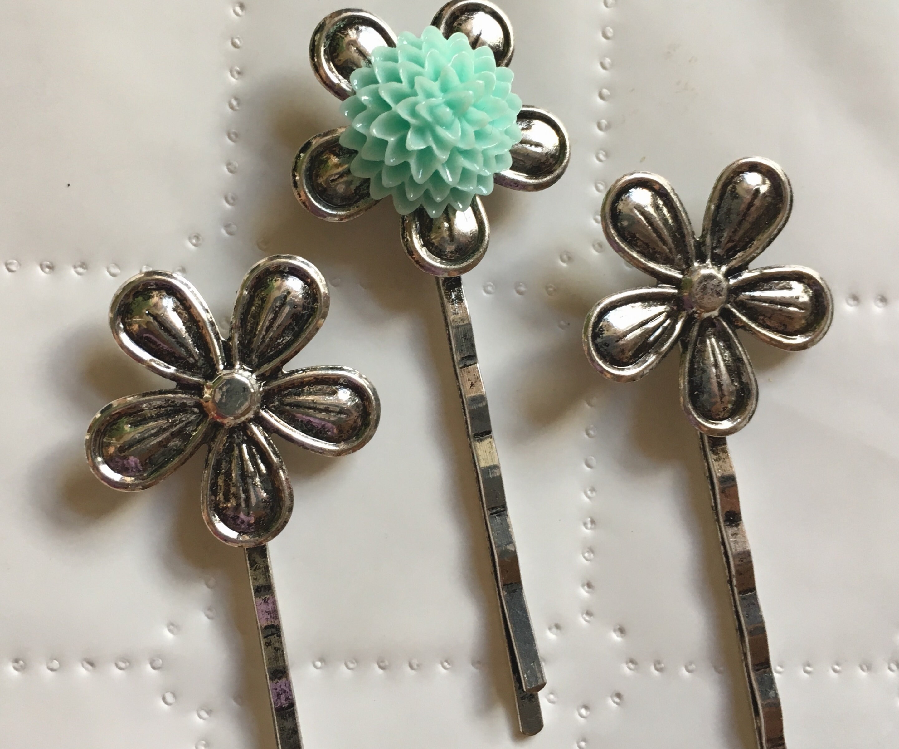 10 Pcs Filigree Bobby Pin Blanksantique Silver Colorhair Pin Etsy