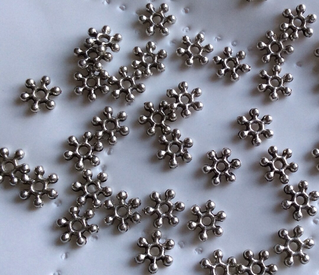 100 Pcs 9 Mm Space Bead Antique Silver Snowflake9 Mm - Etsy