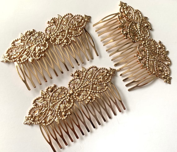KC Gold Bridal Hair Comb: Floral Wedding Hair Accessory