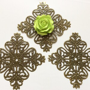 10 pcs 56 mm Filigree Pendants,antique Bronze,brass Links,brass filigree,Connector,brass base setting,square filigree,square connector