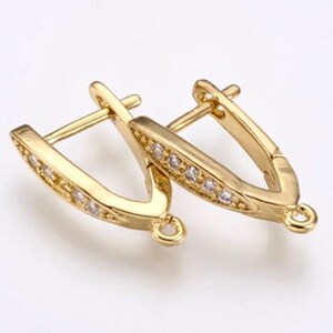 2 pcs 925 Sterling Silver earring hooks,with Cubic Zirconia,sterling Silver ear wire,sterling silver earring hook,cubic zircon ear wire
