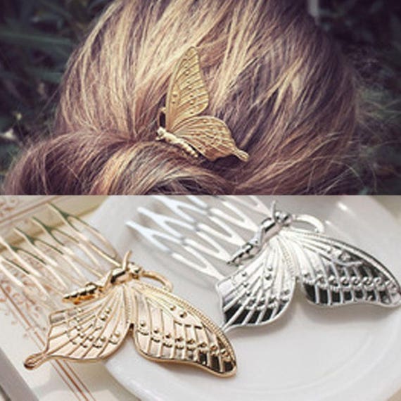 2 Pcs Butterfly Hair Comb,bridal Hair Comb,silver Hair Comb  display picture 1