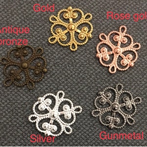 Pick your color,,18 pcs Filigree flower Wrap,connector,link,antique filigree,nickel free filigree,brass link,wrap connector,filigree wrap