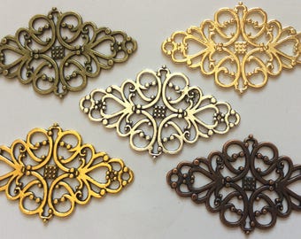 Nickel Free...10 pcs Antique Golden Filigrees,flower Wrap,antique golden connector,golden link,antique gold filigree,gold filigree,gold link