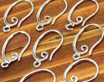 10 pcs Genuine 925 Sterling Silver plated over brass Earring hook,sterling Silver Filled finding,earring hook,Sterling silver filled earwire