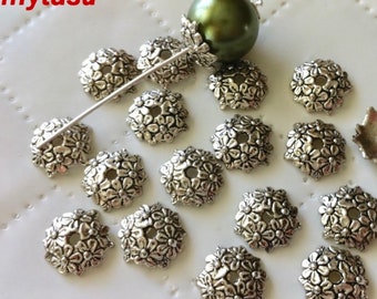 50 pcs 11.8 mm Antique Silver Bead Caps, Zinc Alloy bead cap,11.8 mm bead cap,antique silver findings, Nickel ,Lead free and Cadmium free