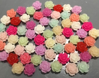 50 Stück 5,5 mm gemischt Cabochon Blumen, gemischte rose Harz Cabochon, kleine rose Cabcohon, verschiedene Cabochon Blume, flache zurück Blume, rose Blume
