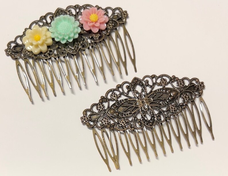 2 Pcs Hair Combs.antique Bronze Hair Combbridal Hair Etsy