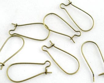 Nickel Free..100 pcs Antique Bronze Kidney Ear wires,antique bronze finding,brass earring setting,antique bronze ear wire,brass ear wire