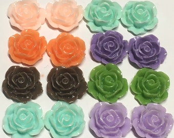 16 pcs mixed 19 mm Cabochon flower,mixed rose cabochon, mixed 19 mm flower,mixed lot cabochon,mixed lot flower,assorted cabochon flower,