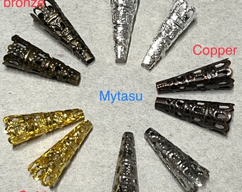 Kies je kleur.. 50 stuks Lange Cone Bead Caps, lange kralenkap, lange kegels kraal cap, kraal cap finding, verzilverde lange maïs, zilveren kraal cap