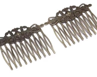 2 pcs Antique Bronze Hair Combs,brass Hair Comb,iron hair comb,wedding hair comb,brass hair clip,hair accessories,flower hair comb,hair comb