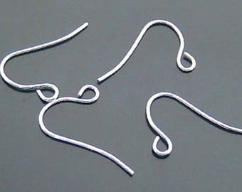 Frais de nickel.. 150 pcs Crochet de boucle d’oreille en argent, recherche de boucle d’oreille en argent, réglage de boucle d’oreille, hameçon en argent, hameçon de boucle d’oreille en argent, hameçon de poisson en laiton, hameçons de boucle d’oreille