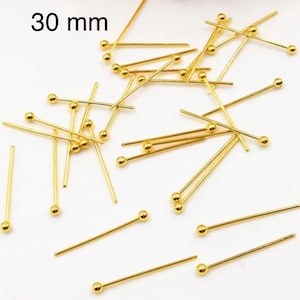 200 pcs Gold color ball pin,30 mm long, gold head pin.gold earring setting,ball pin,gold ball pin,head pin