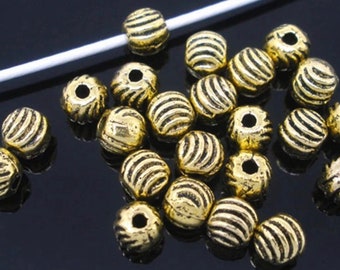 70 pz 5 mm oro antico distanziali perla, oro perle, perline, perline distanziatori in ottone, antica oro perle, perline distanziatori 5 mm, tallone palla, distanziali perlina