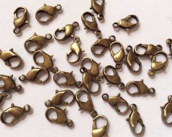 40 pcs Antique Bronze Lobster Claw ,lobster claw clasp,antique bronze finding,brass lobster clasp,brass clasp,antique bronze clasp ( B1 )