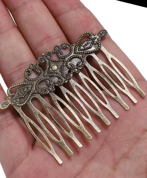 2 Pcs Antique Bronze Hair Combs,brass Hair Comb,iron Hair  display picture 1
