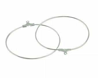 20 pcs Earring loop,platinum color,40 mm circle earring hoop,earring findings,earring ring,Platinum ear hoop finding,platinum earring hoop