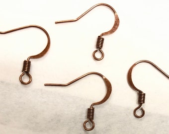 Nickel Free,,100 pcs Antique Copper earring hook,copper Ear wire,brass findings,red Copper earring hook,Copper earring hook,copper ear wire