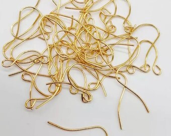 94 pcs Golden earring hooks,golden Fishhooks,Golden finding,golden ear wire,Raw brass ear hook,iron ear hoop,brass earring hook