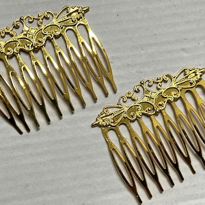 2 pcs Bright gold color Hair Comb,Hair Comb,brass hair comb,bridal hair comb,hair findings,wedding hair comb,gold hair comb,hair accessories