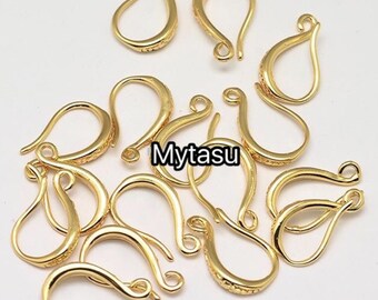 4 PCs Gold color Cubic zirconia Earring hooks,gold plated earring hook,golden ear hooks,rhinestone ear hook,brass ear hook,earring setting