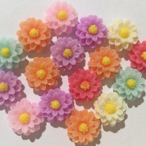 26 pcs mixed 10 mm cabochon flower,mixed resin flower.flat back flower,10 mm resin flowers,randomly mixed resin flower,10 mm resin cabochon