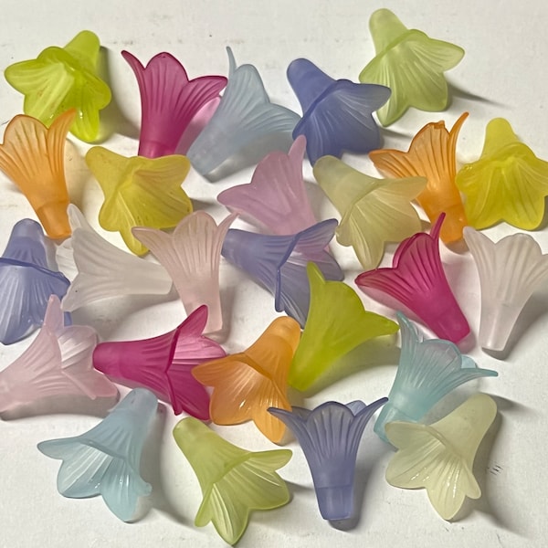 30 pcs mixed color Lucite Flower,Trumpet flower,22 mm,colorful Lucite flower,transparent flower,mixed lucite flower,Lucite flower,flower kit