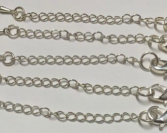 UK Silver Jewellery Bracelet/Necklace/Anklet Extension Chain 3mm x 60mm Approx 