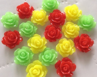 12 pcs 12 mm Mixed Cabochon Flowers.mixed 12 mm Rose cabochon.flower kit,mixed 12 mm rose, rose cabochon,mixed lot flower,assorted flower