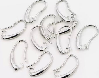 Nickel Free..10 pcs Platinum color plated earring hooks,Fish hooks,platinum finding,brass earring setting,brass ear wire,iron earring hook